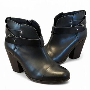 Rag & Bone Black Leather Ankle Boots Size: US 6  EU 36 Made in Italy Moto Style